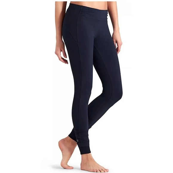 Athleta Pants - ATHLETA Navy Blue Vinyasa Active Ruching Yoga Legging Pants Sz Medium